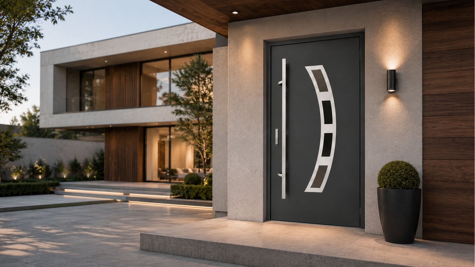Moderne Aluminium-Haustür in Neuss mit matter Oberfläche