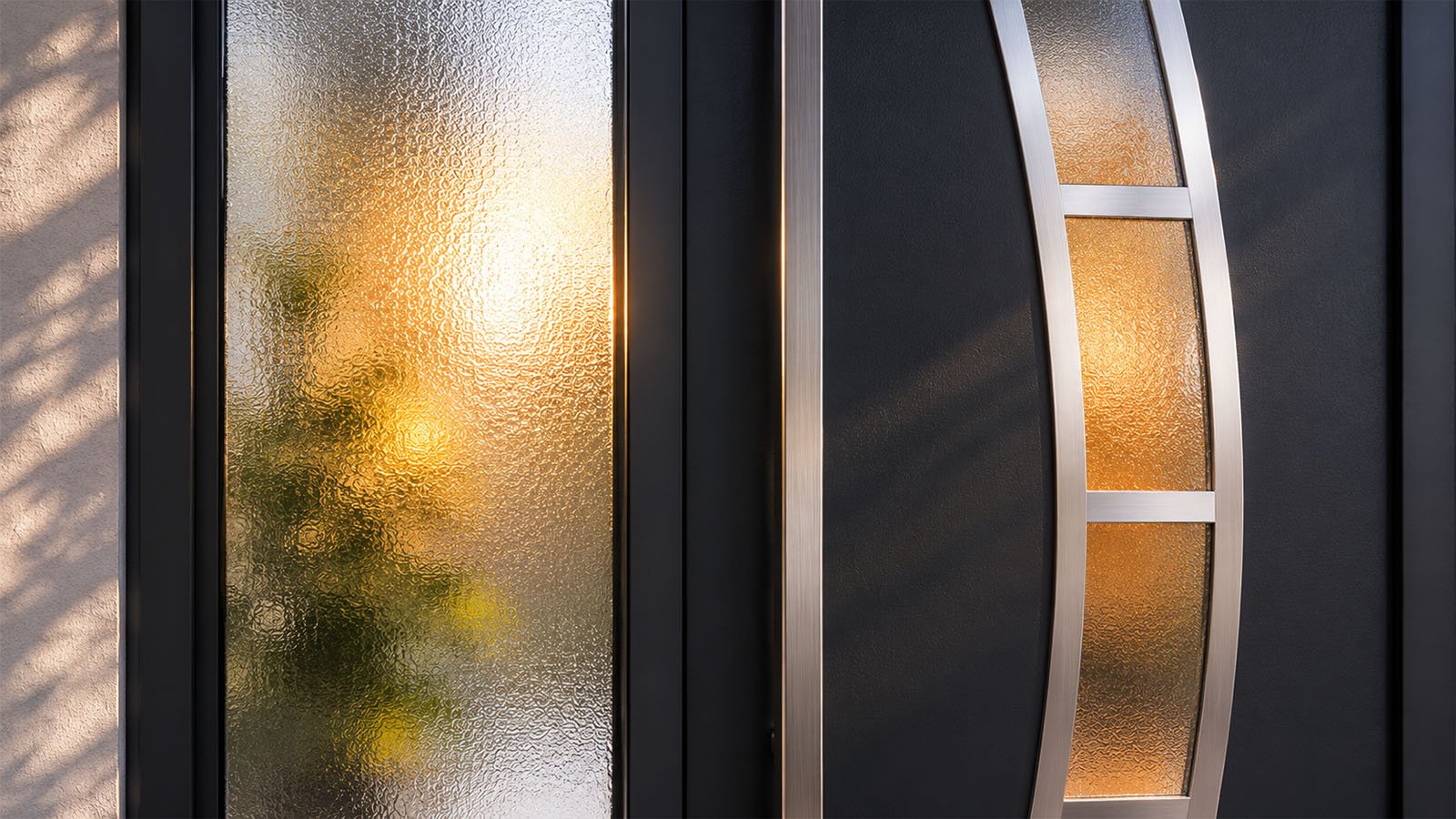 Heller Flur durch Haustür mit Glas-Seitenteil